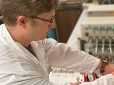 Young scientist working on lead battery innovation