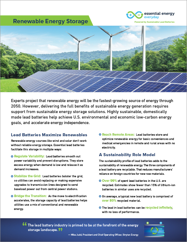 Renewable Energy Storage Fact Sheet