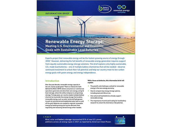 Renewable Energy Energy Storage Info Brief